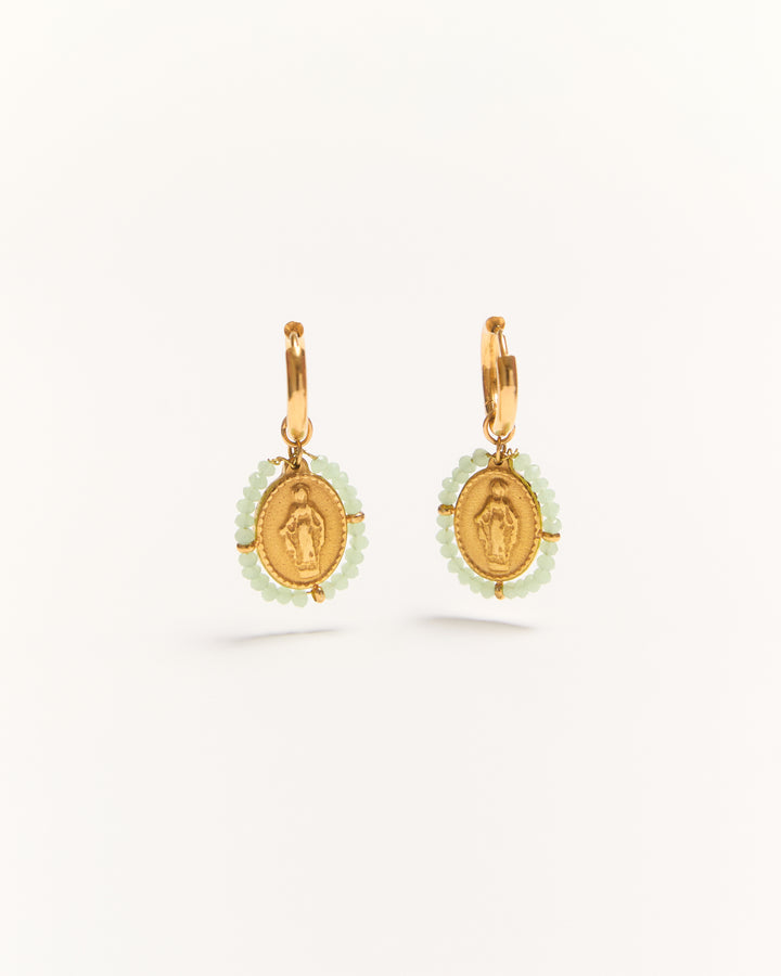 Santa Hoops Earrings - Water Green